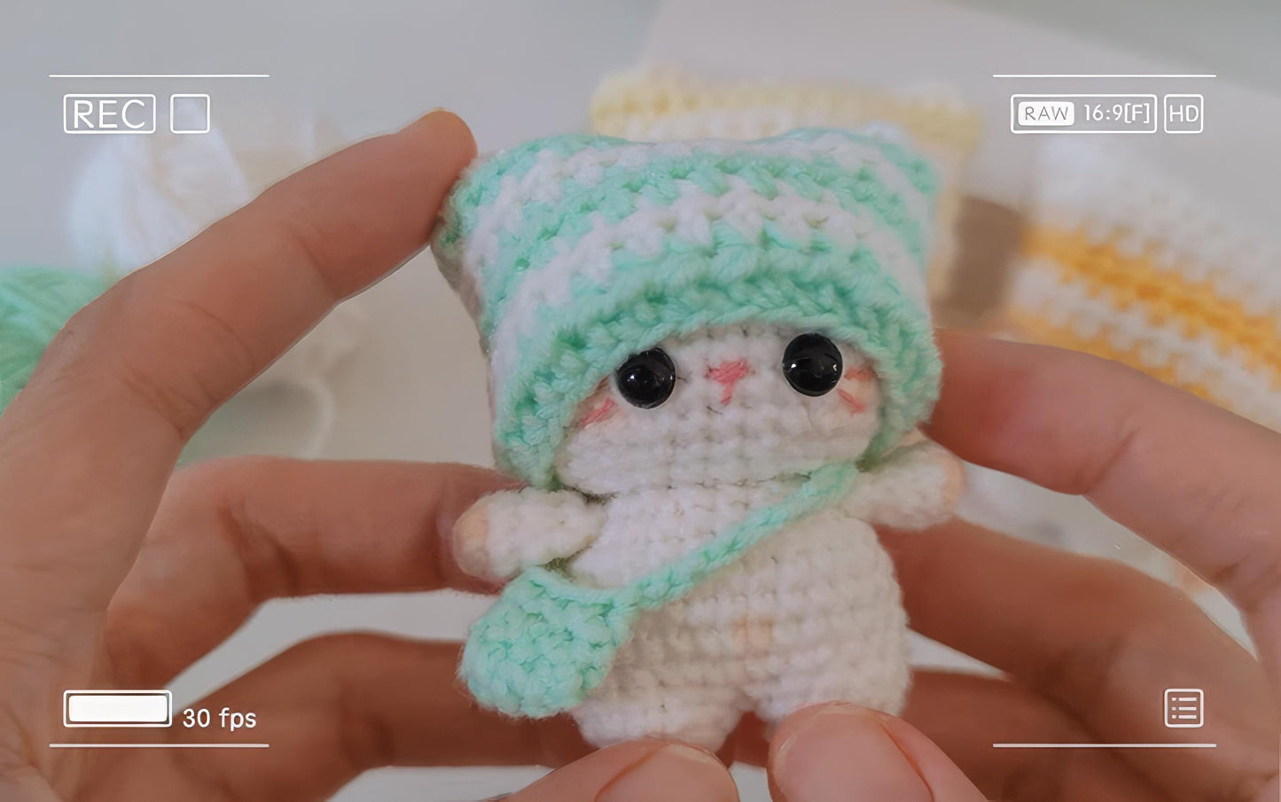 Crochet Cat Keychain: Handmade Amigurumi Beanie Cat Keyring