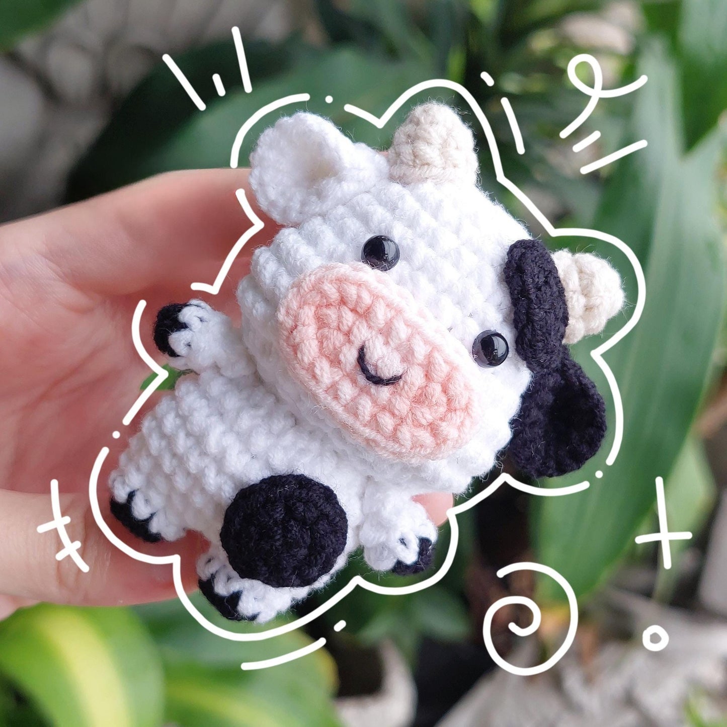 Little Fluffy Cow Plushie, Cute Mini Cow Crochet Plush, Moochi Tiny Cow, Cow Amigurumi, Crochet Bag Charm, Crochet Keychain, Stuffed Animal