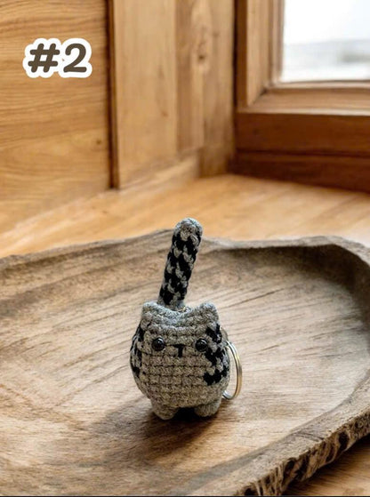 Handmade Crochet Cat Keychain: Mini Amigurumi Keyring
