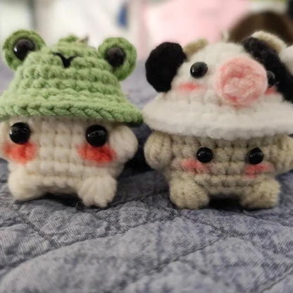 Crochet Mushroom Keychain: Handmade Cotton Amigurumi with Hat