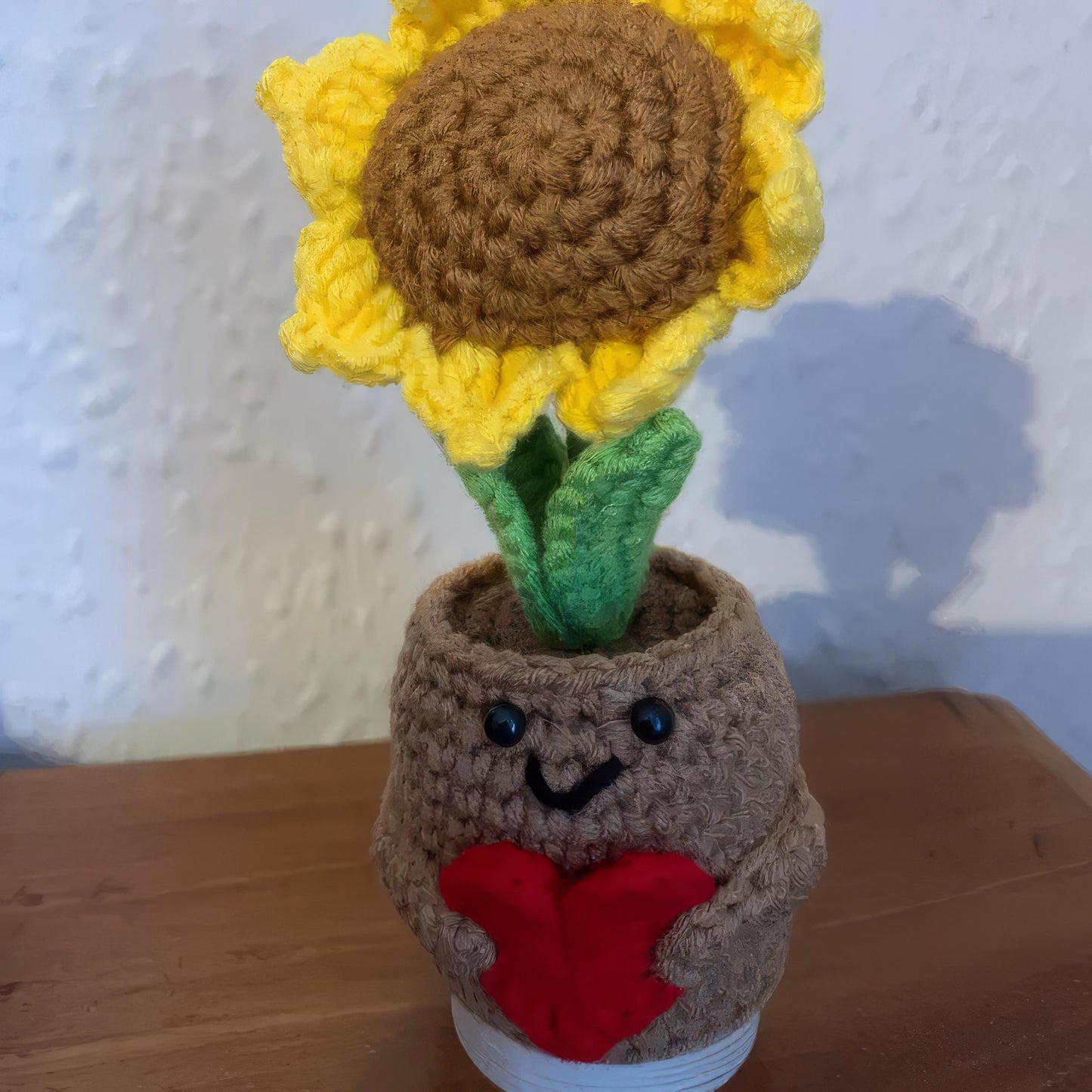Handmade Crochet Sunflower in Pot: Emotional Support Desk Decor