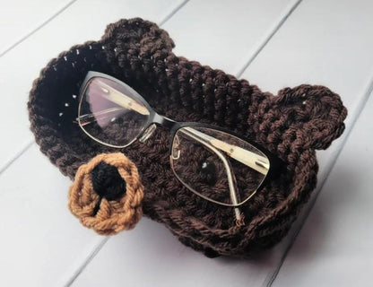 Crochet Animal Glasses Holder: Bear, Fox, Chicken, Bunny, Polar Bear