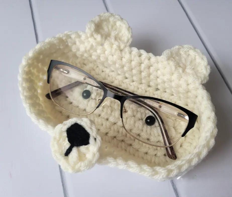 Crochet Animal Glasses Holder: Bear, Fox, Chicken, Bunny, Polar Bear