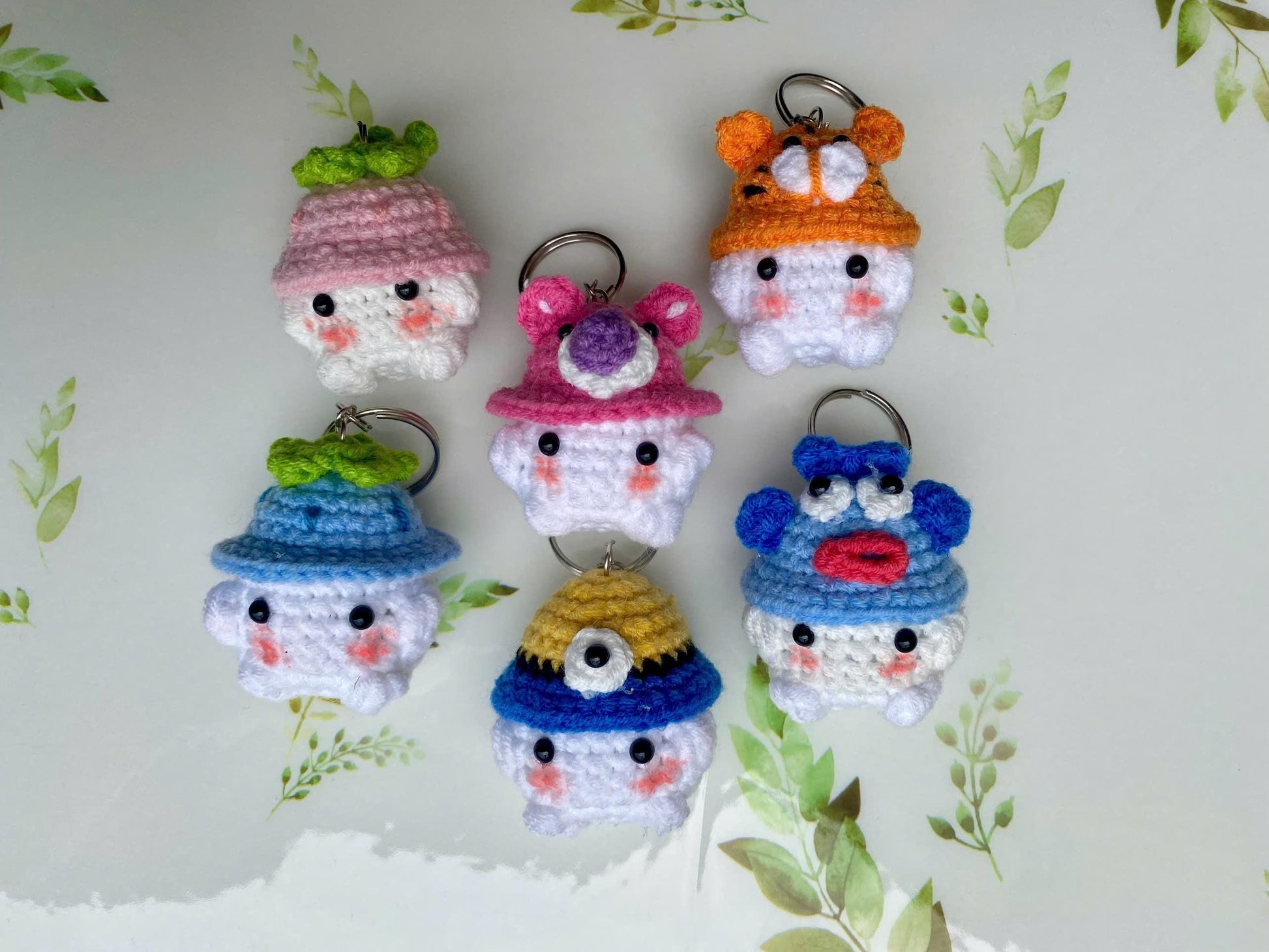 Crochet Mushroom Keychain with Hat: Handmade Cotton Amigurumi