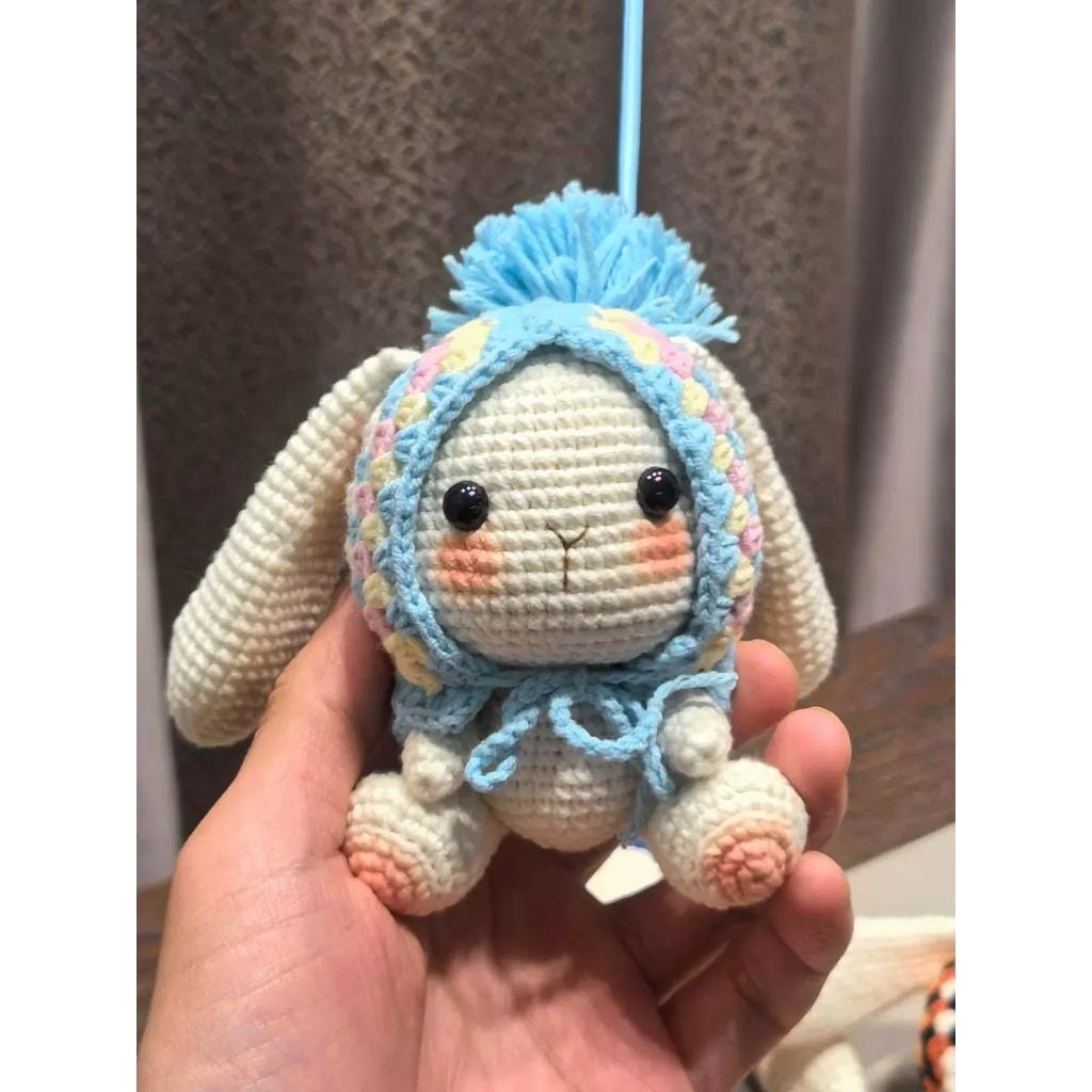 Handmade Crochet Bunny Keychain: Cotton Miffy Bag Charm