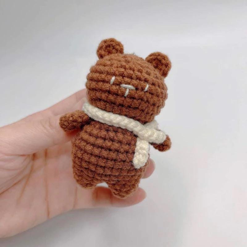 Crochet Teddy Bear Keychain: Handmade Cotton Amigurumi Charm
