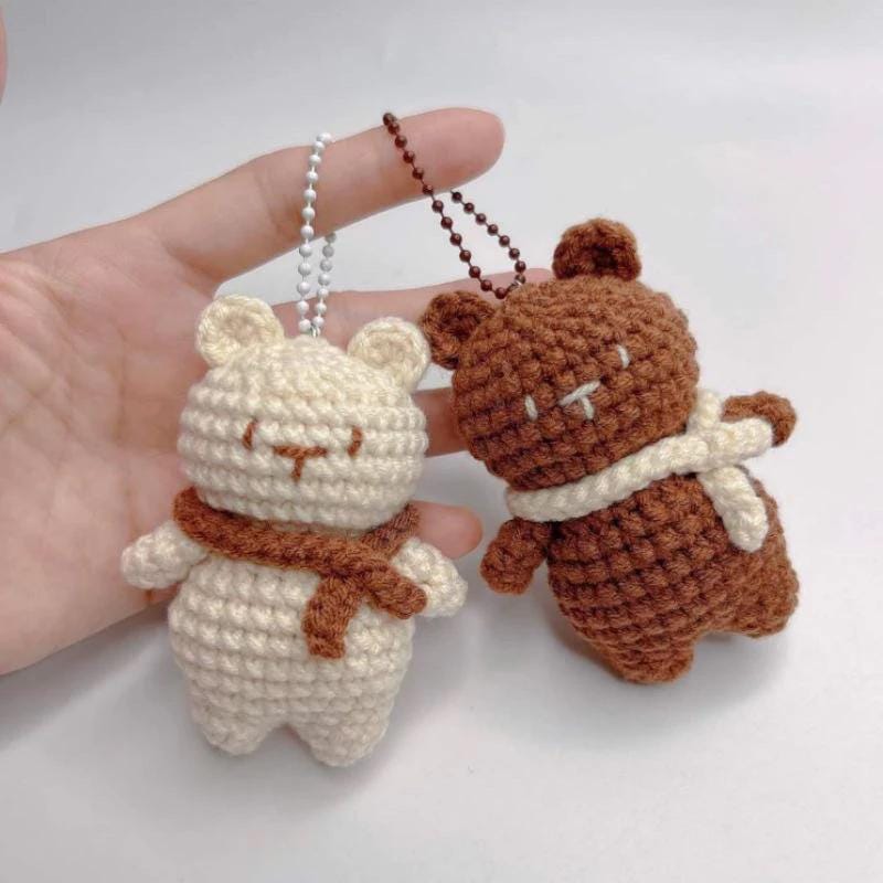Crochet Teddy Bear Keychain: Handmade Cotton Amigurumi Charm