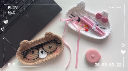 Crochet Bear Glasses Holder, Teddy Bear Eyeglass, Gift For Him, Gift For Her, Kitty Glasses Holder, Bear Case Holder, Miffy Glasses Holder