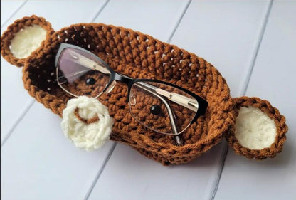 Crochet Animal Glasses Holder: Bear, Panda, Dog, Bee, Monkey, Frog
