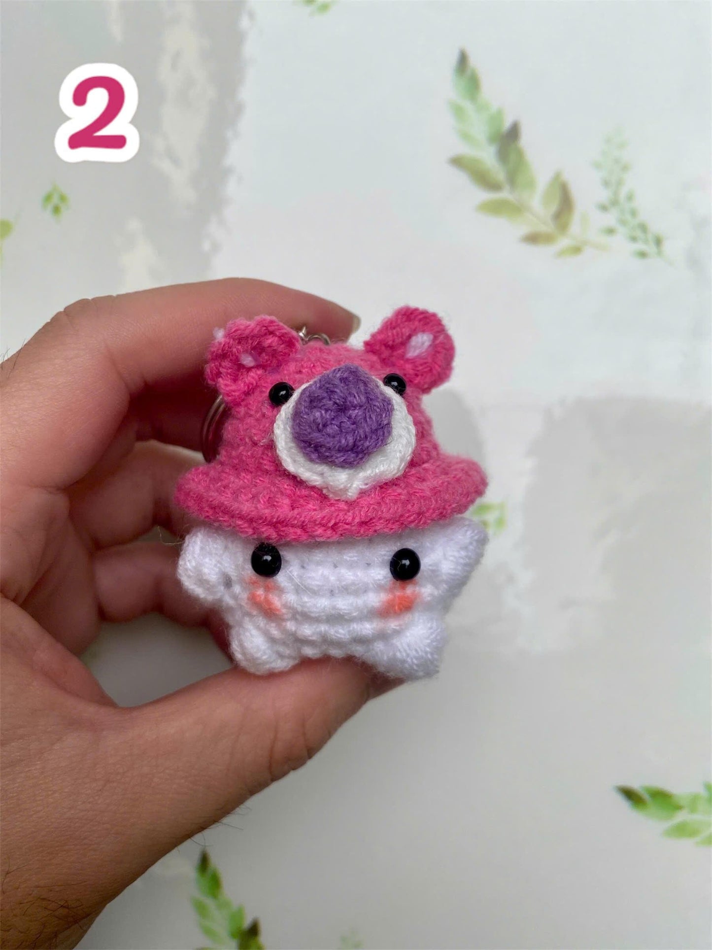 Crochet Mushroom Keychain with Hat: Handmade Cotton Amigurumi