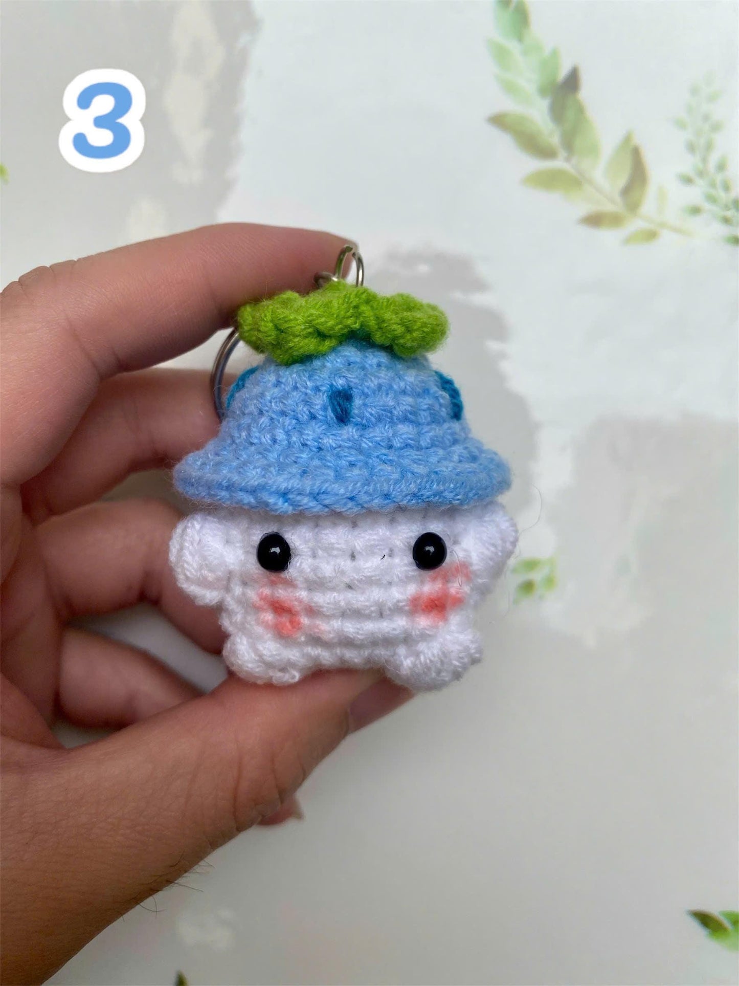 Crochet Mushroom Keychain with Hat: Handmade Cotton Amigurumi