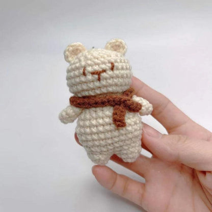 Crochet Teddy Bear Keychain: Handmade Cotton Amigurumi Charm