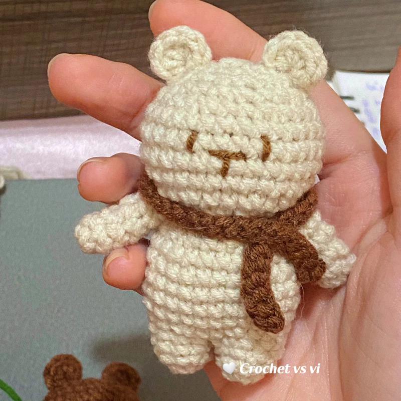 Crochet Teddy Bear Keychain: Handmade Cotton Amigurumi Charm