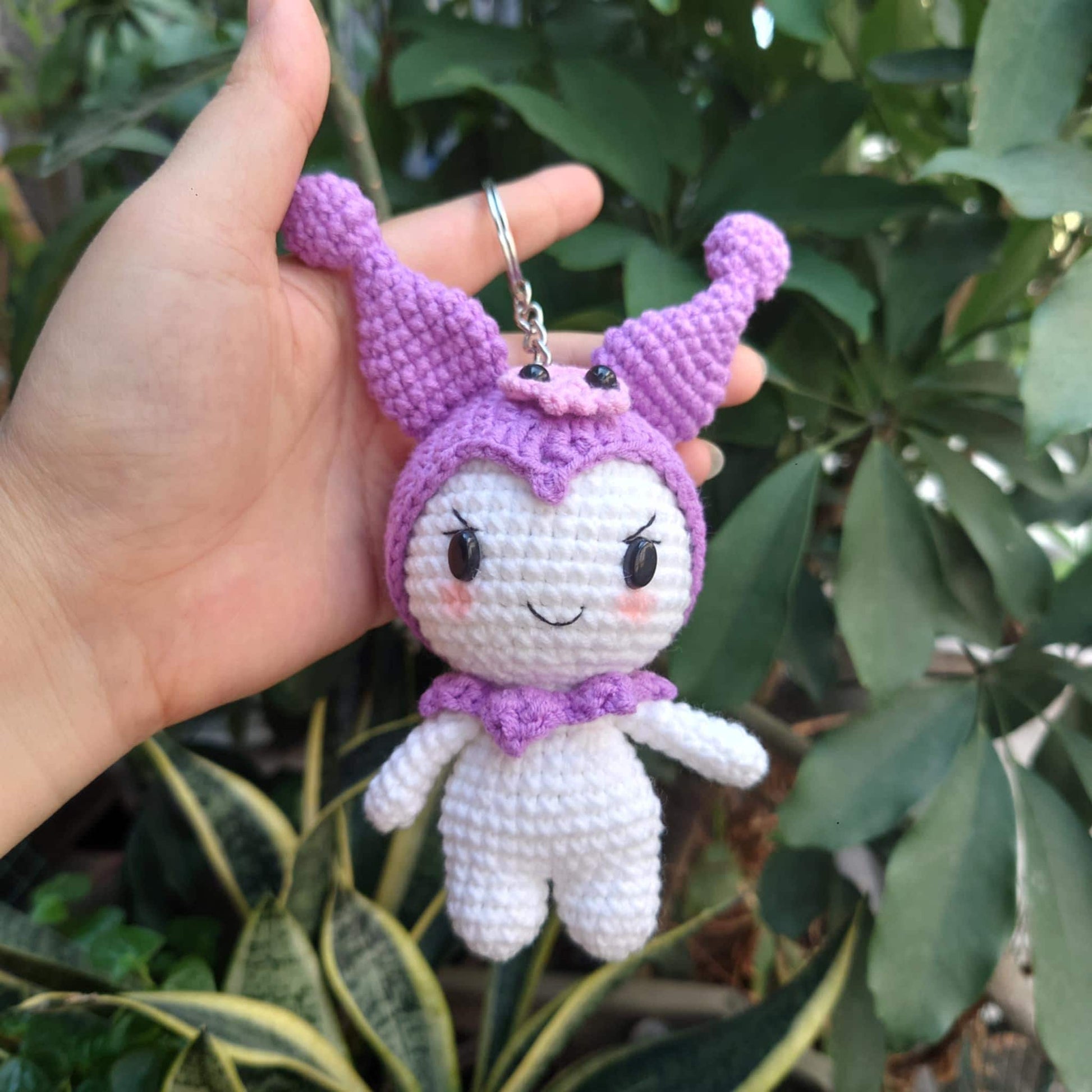 Handmade Crochet Kuromi Plush, Amigurumi Kuromi, Kuromi Crochet Doll, Kuromi Plushie Kuromi Keychain, Kawaii Sanrio Bag Charm, Gift for Her