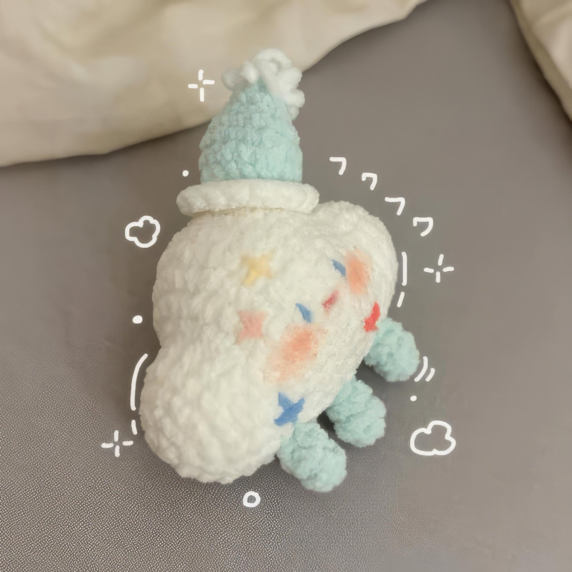 Crochet Cloud Keychain: Handmade Kawaii Plush Bag Charm