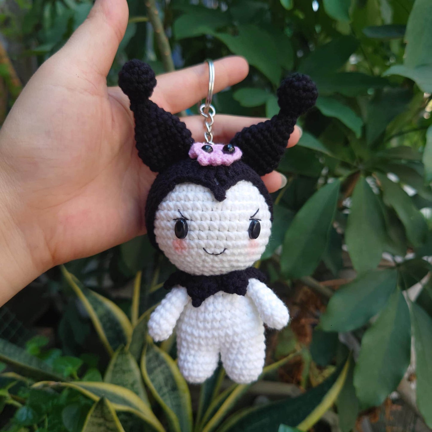 Handmade Crochet Kuromi Plush, Amigurumi Kuromi, Kuromi Crochet Doll, Kuromi Plushie Kuromi Keychain, Kawaii Sanrio Bag Charm, Gift for Her