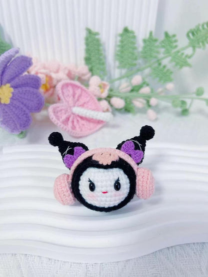 Handmade Crochet Kuromi Plush, Amigurumi Kuromi, Kuromi Crochet Doll, Kuromi Plushie Kuromi Keychain, Kawaii Sanrio Bag Charm, Gift for Her