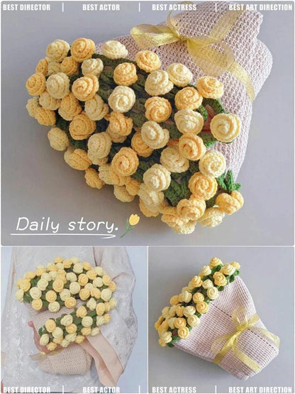 Handmade Crochet Rose Bouquet Blanket: Foldable Flower Mat, Valentines Gift, Wedding Gift, Gift For Her, Mother’s Day Gift
