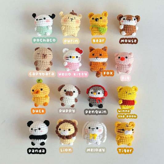 Cute Crochet Animal Keychains, Handmade Amigurumi Plush Bag Charms, Tiny Stuffed Animal Gifts, Friend Gift, Crochet Keychain, Mother's Day