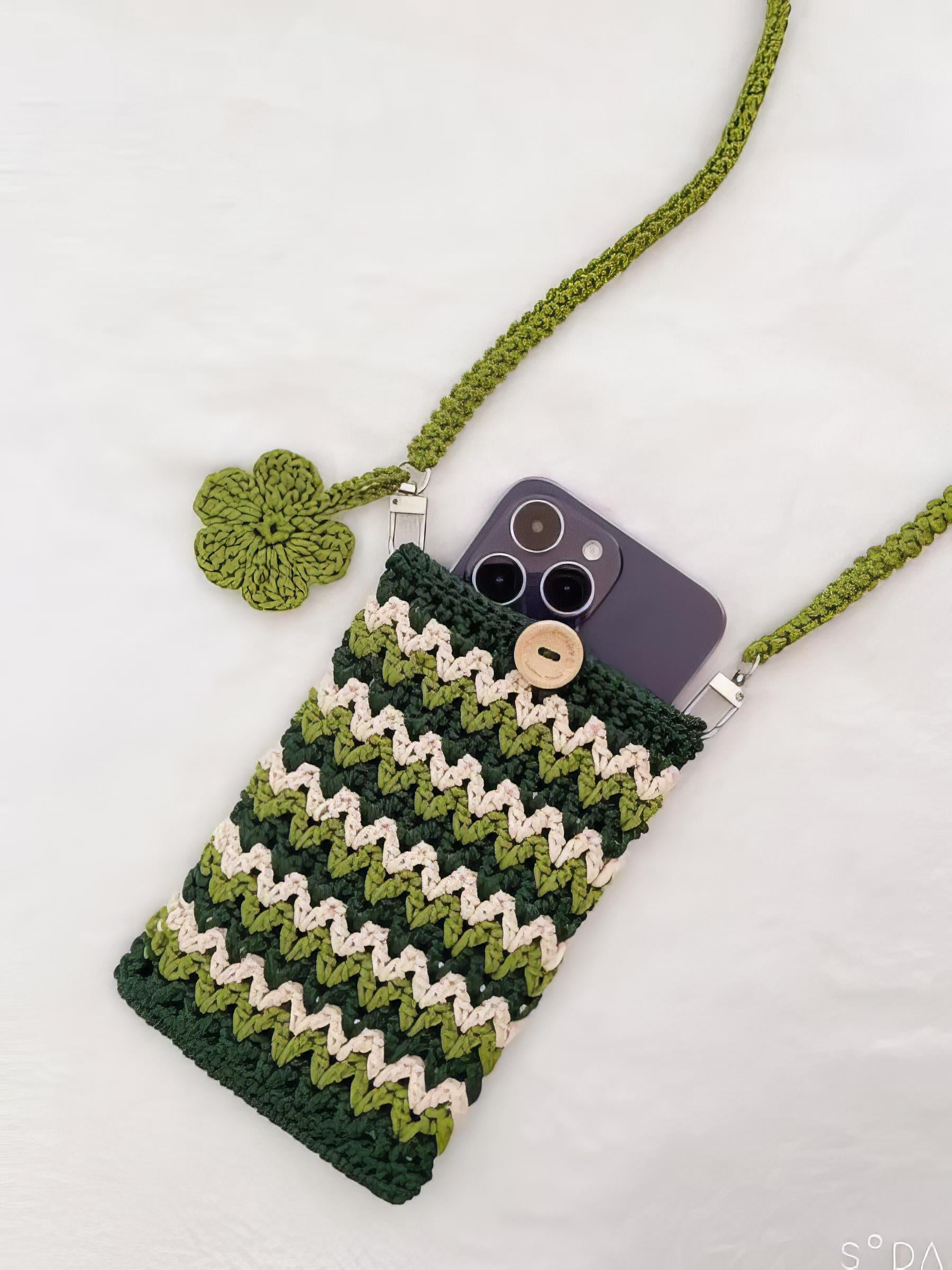 Handmade Crochet Phone Bag, Cute Phone Case, Crochet Bag, personalized trick or treat bags, Christmas gift, Crochet Phone Bag, Gift For Her