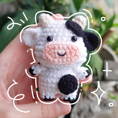 Little Fluffy Cow Plushie, Cute Mini Cow Crochet Plush, Moochi Tiny Cow, Cow Amigurumi, Crochet Bag Charm, Crochet Keychain, Stuffed Animal