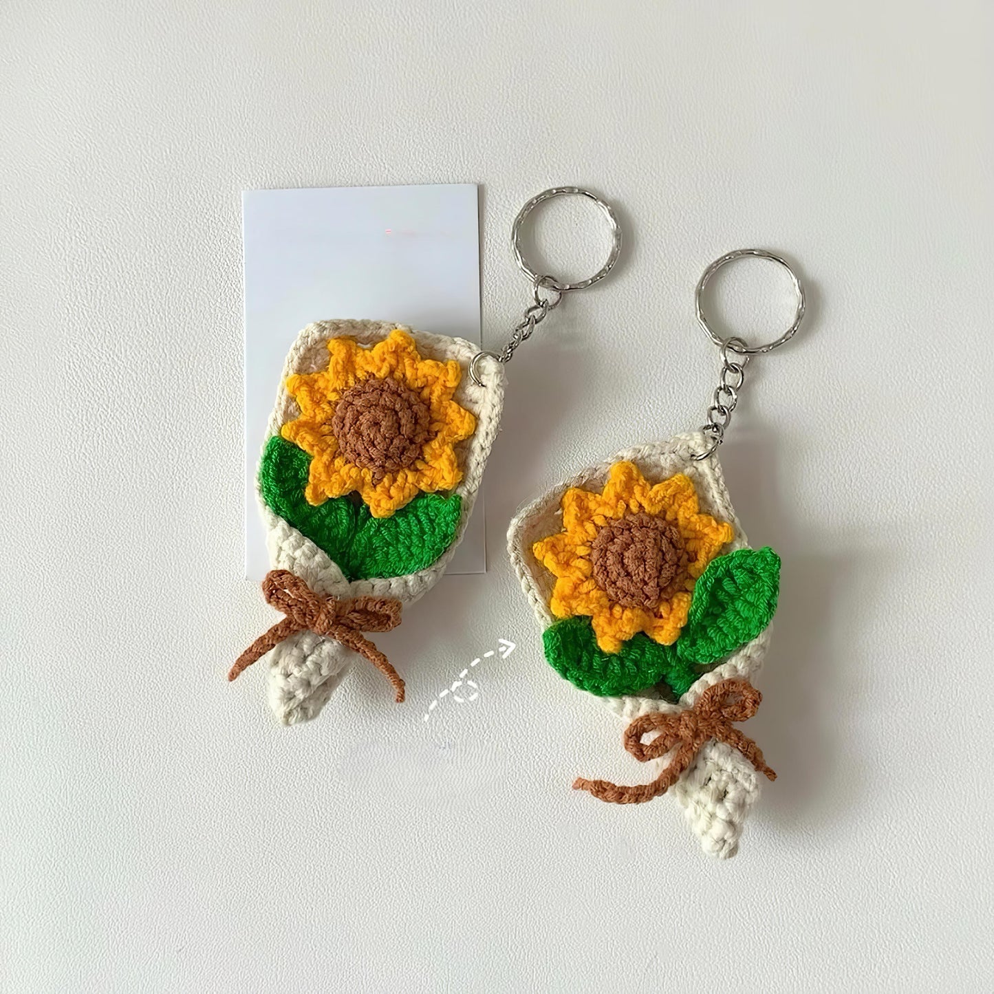 Crochet Mini Flower Bouquet Keychain: Handmade Cotton Yarn Bag Charm, Crochet Flower Keychain, Crochet Keychain, Bouquet Flower