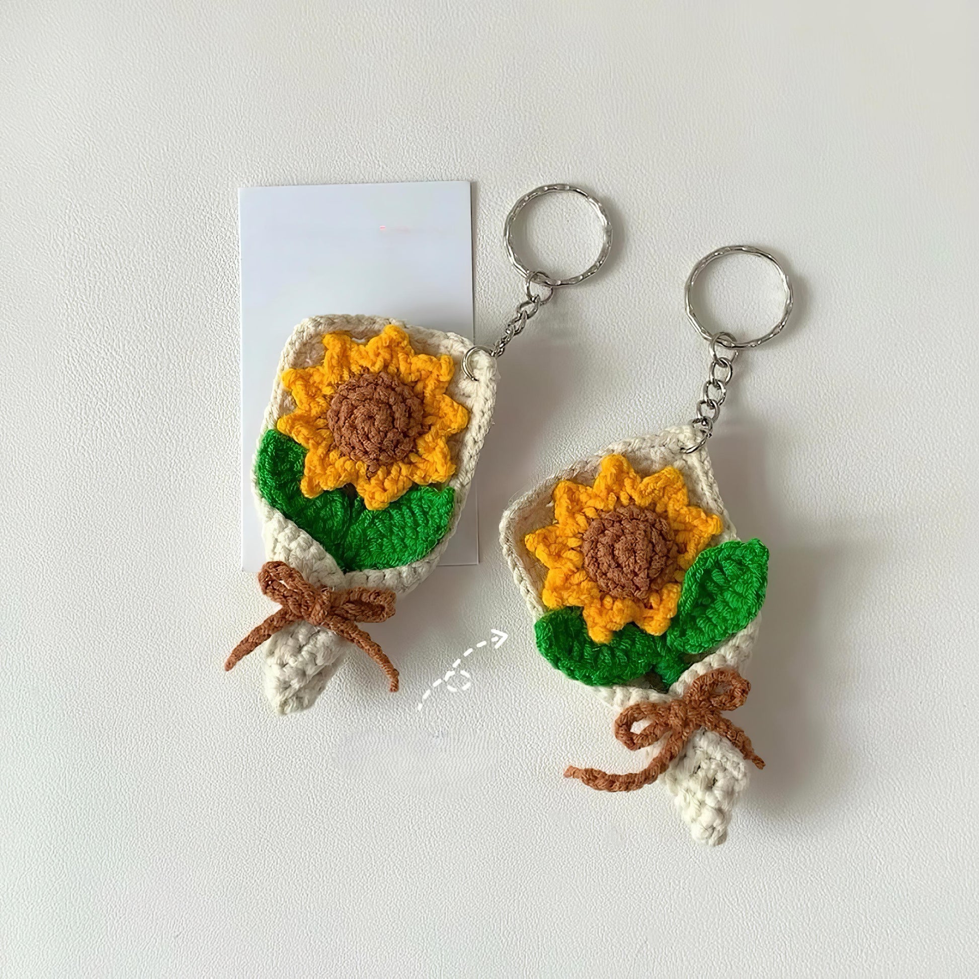 Crochet Mini Flower Bouquet Keychain: Handmade Cotton Yarn Bag Charm, Crochet Flower Keychain, Crochet Keychain, Bouquet Flower
