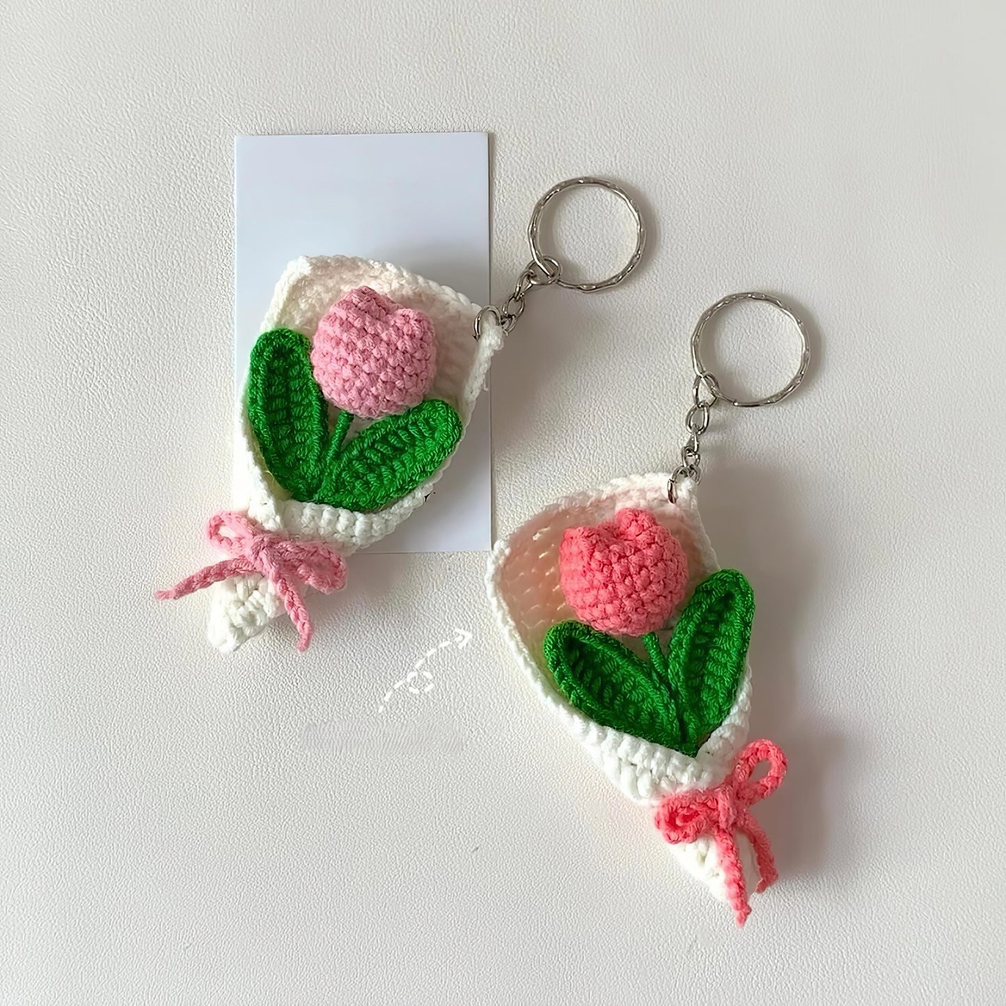 Crochet Mini Flower Bouquet Keychain: Handmade Cotton Yarn Bag Charm, Crochet Flower Keychain, Crochet Keychain, Bouquet Flower