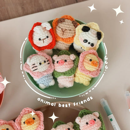 Cute Crochet Animal Keychains, Handmade Amigurumi Plush Bag Charms, Tiny Stuffed Animal Gifts, Friend Gift, Crochet Keychain, Mother's Day