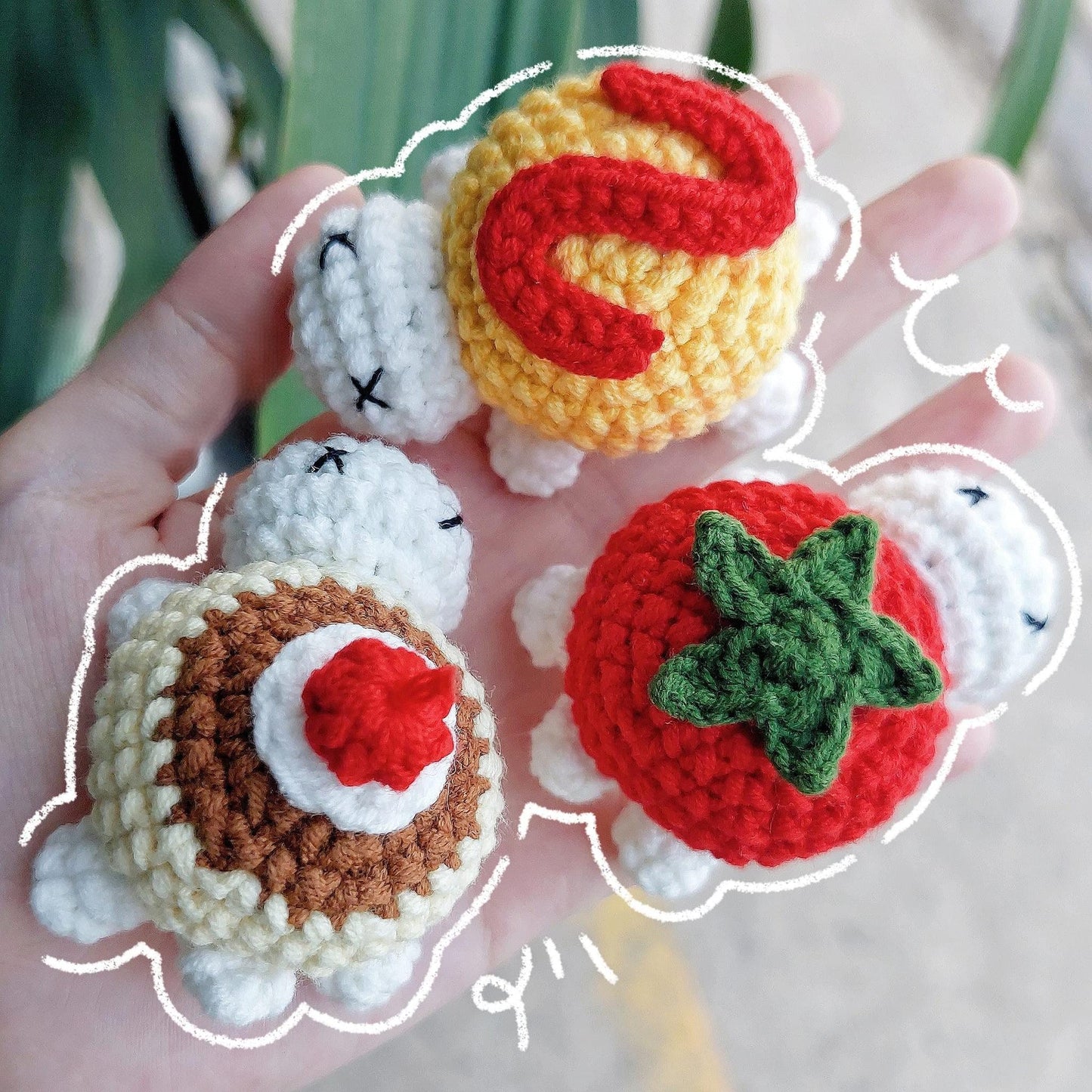 Crochet Dessert Turtle Plushies: Handmade Kawaii Food Animal Toy