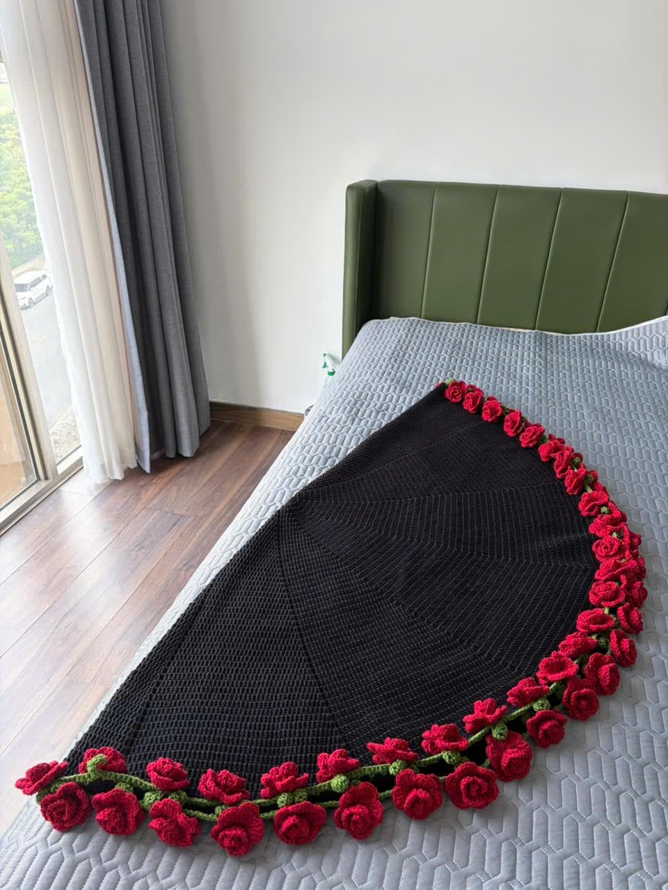 Crochet Flower Bouquet Blanket, Handmade Crochet Rose Bouquet Blanket, Valentines Gift, Mother’s Day Gift, Wedding Gift, Gift For Her