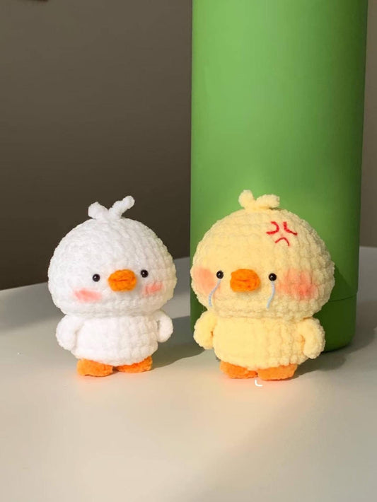 Cute Crochet Duck Plush, Handmade Amigurumi Duck Toy, Kawaii Yellow Duck & White Duck, Mini Crochet Animal, Gift for Duck Lovers, Angry Duck