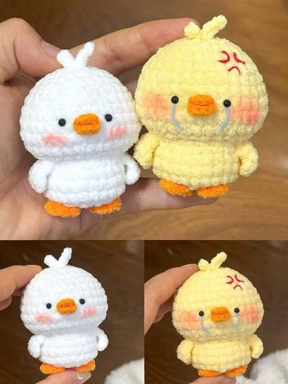 Cute Crochet Duck Plush, Handmade Amigurumi Duck Toy, Kawaii Yellow Duck & White Duck, Mini Crochet Animal, Gift for Duck Lovers, Angry Duck