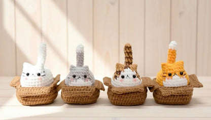 Crochet mini cat keychain, Cute Gift for Cat Lovers, Crochet Cat Stuffed Animal ,soft chubby kitty, Car Keyring, Bag Decoration, Amigurumi