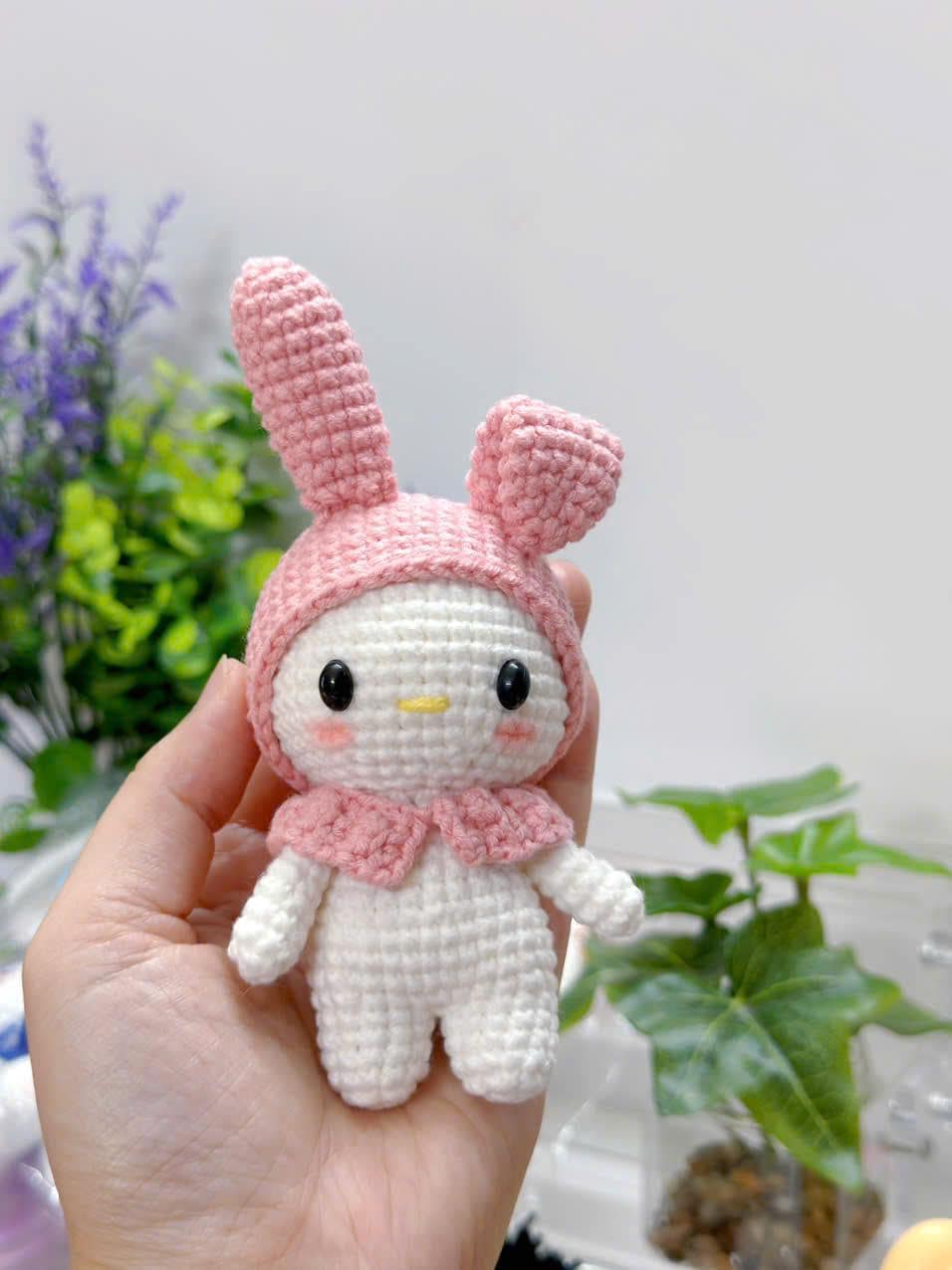 Handmade Crochet Kuromi Plush, Amigurumi Kuromi, Kuromi Crochet Doll, Kuromi Plushie Kuromi Keychain, Kawaii Sanrio Bag Charm, Gift for Her
