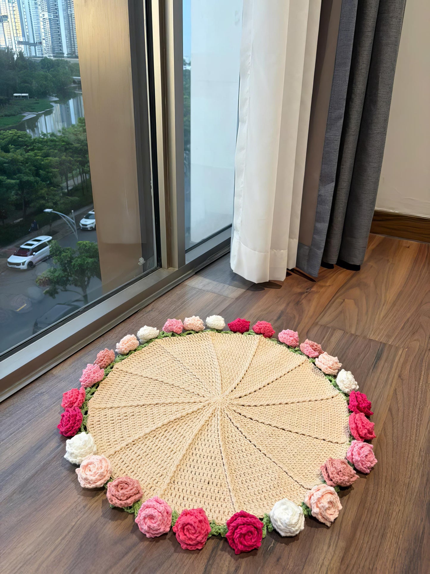 Handmade Crochet Rose Bouquet Blanket: Foldable Flower Mat, Valentines Gift, Wedding Gift, Gift For Her, Mother’s Day Gift