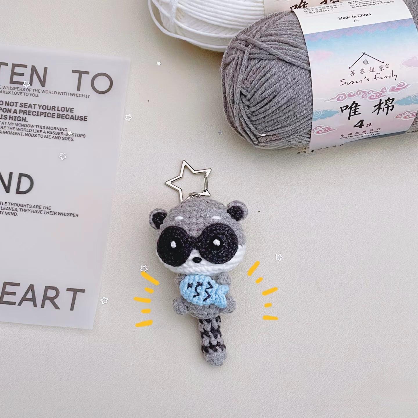 Crochet Raccoon Keychain, Crochet Red Panda Keychain, Baby Raccoon Plush Toy Keychain, Raccoon Stuffed Animal, Raccoon Cute Gifts