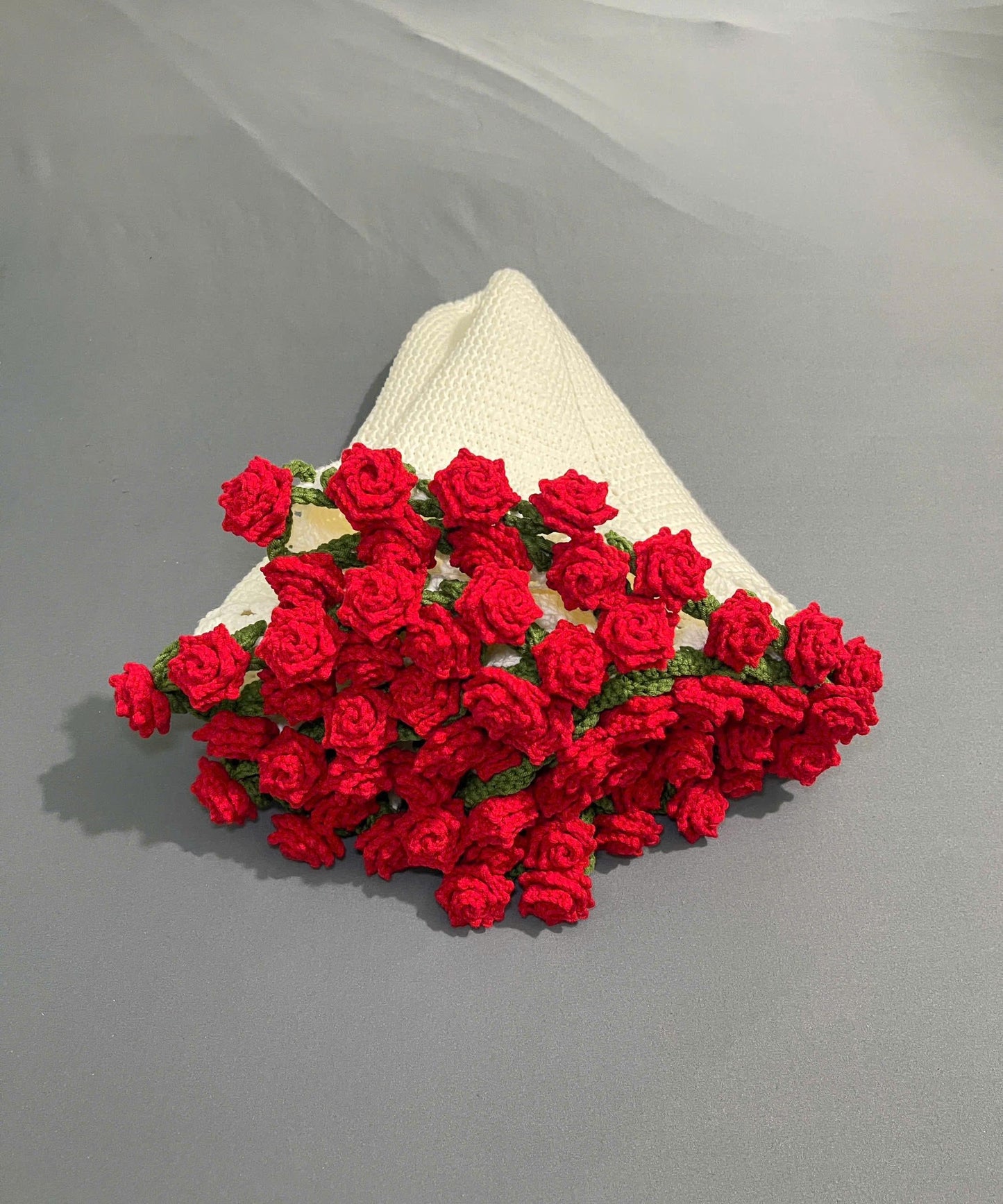 Crochet Rose Bouquet Blanket: Handmade Cotton Flower Blanket, Valentines Gift, Mother’s Day Gift, Wedding Gift