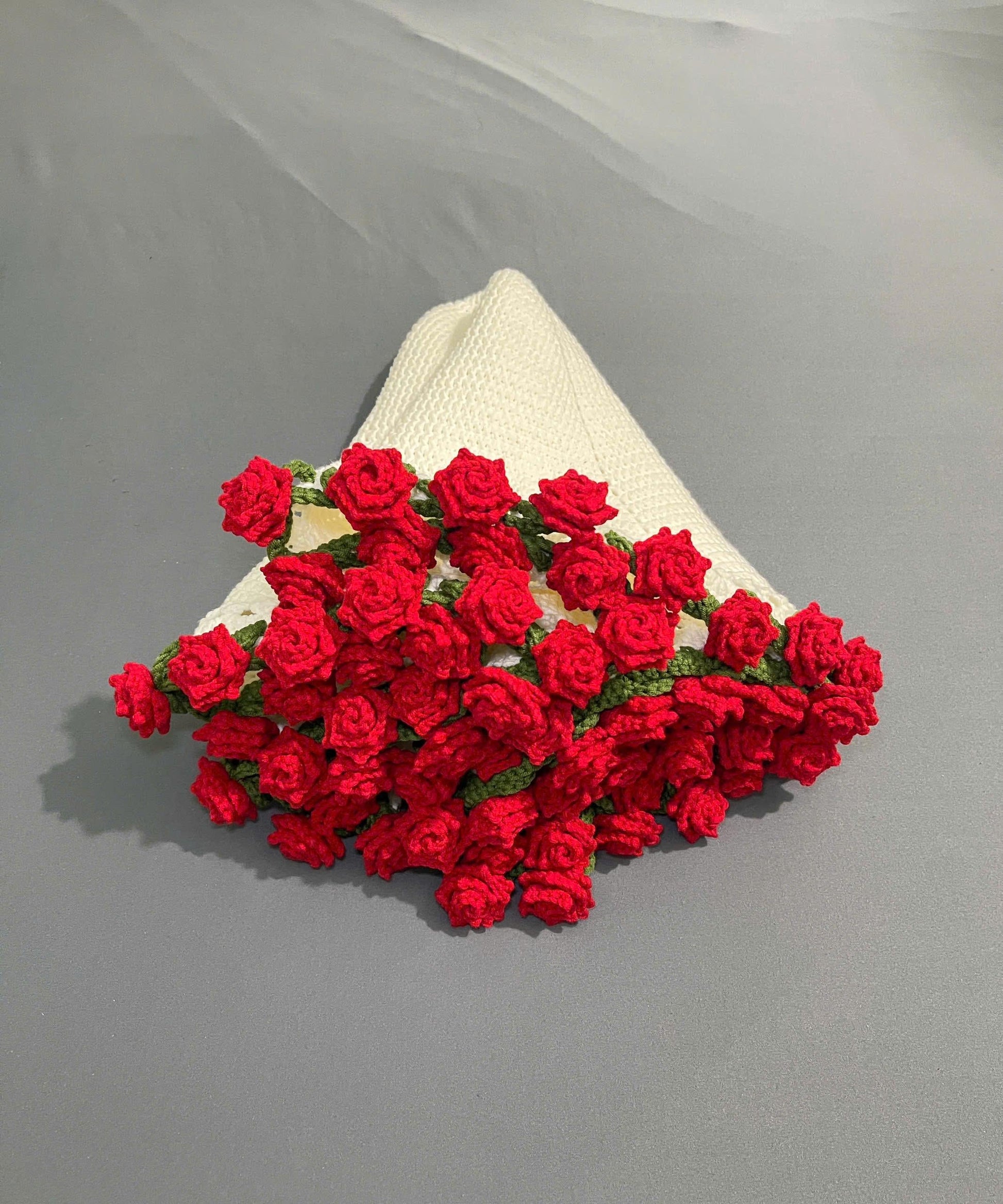 Crochet Rose Bouquet Blanket: Handmade Cotton Flower Blanket, Valentines Gift, Mother’s Day Gift, Wedding Gift