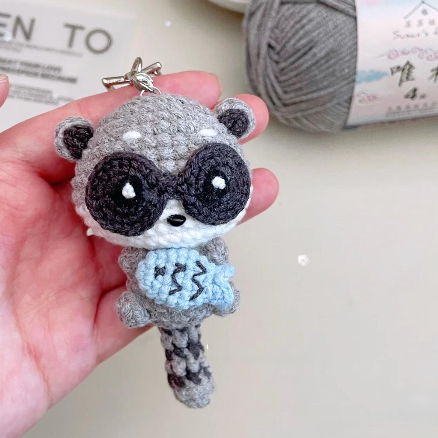 Crochet Raccoon Keychain, Crochet Red Panda Keychain, Baby Raccoon Plush Toy Keychain, Raccoon Stuffed Animal, Raccoon Cute Gifts