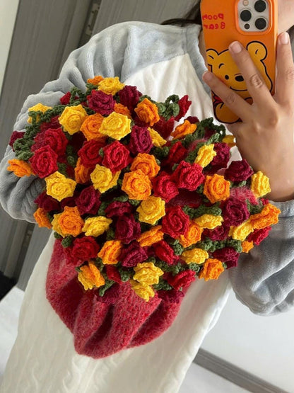 Crochet Rose Bouquet Blanket: Handmade Cotton Flower Blanket, Valentines Gift, Mother’s Day Gift, Wedding Gift