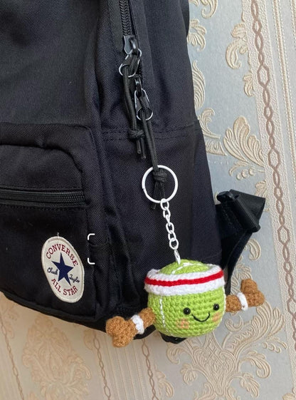 Cute Crochet Tennis Ball Plush, Handmade Sports Amigurumi Plush Toy, Kawaii Mini Ball Plush, Sports Lover Gift, Coach Gift, Tennis Gift