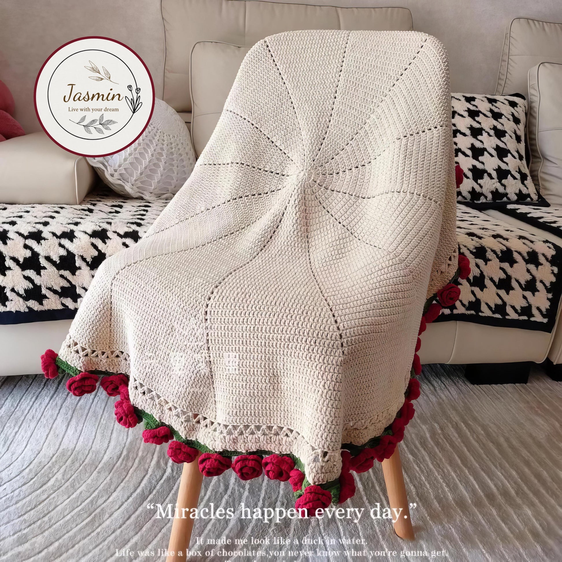 Crochet Flower Bouquet Blanket, Handmade Crochet Rose Bouquet Blanket, Valentines Gift, Mother’s Day Gift, Wedding Gift, Gift For Her