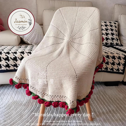 Crochet Flower Bouquet Blanket, Handmade Crochet Rose Bouquet Blanket, Valentines Gift, Mother’s Day Gift, Wedding Gift, Gift For Her